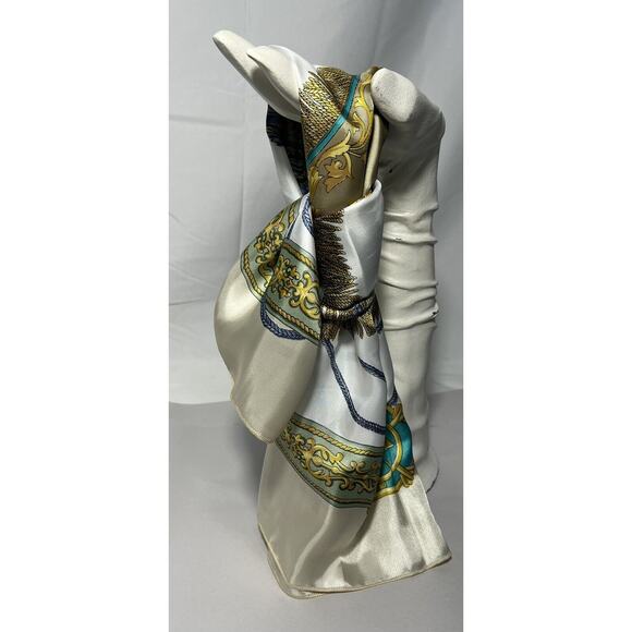 Unbranded Accessories - Vintage Scarf Hermes Style Gold And Cream Equestrian